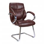 Sandown High Back Luxurious Leather Faced Executive Visitor Armchair with Integral headrest and Chrome Base - Brown DPA617AV/BW