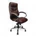 Sandown High Back Luxurious Leather Faced Synchronous Executive Armchair with Integral headrest and Chrome Base - Brown DPA617KTAG/LBW