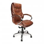 Sandown High Back Luxurious Leather Faced Synchronous Executive Armchair with Integral headrest and Chrome Base - Tan DPA617KTAG/TN