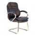 Santiago High Back Italian Leather Faced Executive Visitor Armchair with Integral Headrest and Chrome Base - Brown DPA618AV/BW