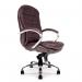 Santiago High Back Italian Leather Faced Synchronous Executive Armchair with Integral Headrest and Chrome Base - Brown DPA618KTAG/BW