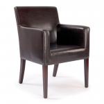 Metro Modern Cubed Armchair Upholstered in a Durable Leather Effect Finish - Brown DPA7754/BW