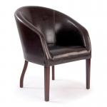 Metro Modern Curved Armchair Upholstered in a Durable Leather Effect Finish - Brown DPA7764/BW