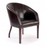 Metro Modern Curved Armchair Upholstered in a Durable Leather Effect Finish - Brown DPA7764/BW