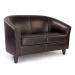 Metro High Back Tub Style Two Seater Sofa Upholstered in a durable Leather Effect Finish - Brown DPA7782/BW