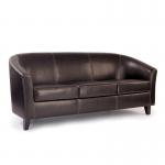 Metro Medium Back Tub Style Three Seater Sofa Upholstered in a Durable Leather Effect Finish - Brown DPA7783/BW