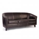 Metro High Back Tub Style Three Seater Sofa Upholstered in a durable Leather Effect Finish - Brown DPA7783/BW