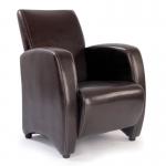 Metro Medium Back Lounge Armchair Upholstered in a Durable Leather Effect Finish - Brown DPA7790/BW