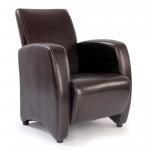 Metro High Back Lounge Armchair Upholstered in a Durable Leather Effect Finish - Brown DPA7790/BW