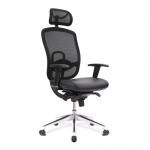 Liberty High Back Mesh Executive Armchair with Adjustable Headrest and Chrome Base - Black DPA80HBSY/AHR