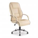 Dijon High Back Leather Faced Executive Armchair with Contrasting Piping and Chrome Base - Cream DPA9211ATG/LCM