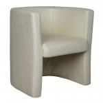 Milano Stylish & Modern High Back Leather Faced Tub Chair - Cream DPA/TUB/LCM