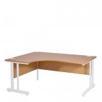 Aspire Ergonomic Left Hand Corner Desk - 1400mm Wide - 800-1200mm Deep - Oak Top - White Legs ET/ED1400L/OKWH