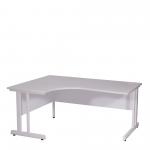 Aspire Ergonomic Left Hand Corner Desk - 1400mm Wide - 800-1200mm Deep - White Top - White Legs ET/ED1400L/WHWH