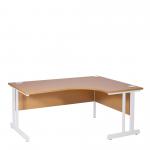 Aspire Ergonomic Right Hand Corner Desk - 1400mm Wide - 800-1200mm Deep - Oak Top - White Legs ET/ED1400R/OKWH