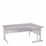 Aspire Ergonomic Right Hand Corner Desk - 1600mm Wide - 800-1200mm Deep - White Top - White Legs ET/ED1600R/WHWH