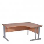 Aspire Ergonomic Right Hand Corner Desk - 1800mm Wide - 800-1200mm Deep - Beech Top - White Legs ET/ED1800R/BEWH
