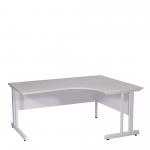 Aspire Ergonomic Right Hand Corner Desk - 1800mm Wide - 800-1200mm Deep - White Top - White Legs ET/ED1800R/WHWH