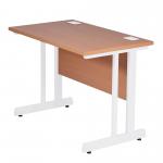 Aspire Rectangular Desk - 1000mm Wide - 600mm Deep - Beech Top - White Legs ET/SD/1000/BEWH