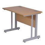 Aspire Rectangular Desk - 1000mm Wide - 600mm Deep - Oak Top - Silver Legs ET/SD/1000/OK
