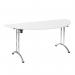 Versa-tables Folding Semi-circular Table - 1600x800mm - White Top - Chrome Frame F-MOD/1600S/CWH