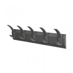 Acorn Wall Mounted Coat Rack with 5 Hooks 610x57x1200mm Grey 319875 NW058254