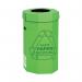 In the image, five green 60-litre Acorn cardboard recycling bins are shown stacked together. Each bin is labeled with the Acorn logo and has a front-facing opening for easy waste disposal. The bins have a sleek, modern design and are made from durable materials.