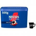 A steaming cup of rich, smooth Nescafe Decaf Coffee made with Nescafe Original Decaf Granules. The 500g pack (6) promises delicious, decaffeinated flavor in every sip. Perfect for those who love coffee but want to skip the caffeine.