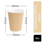 Belgravia 8oz25cl Triple Walled Kraft Ripple Cups 25s - PACK (20) NWT1051P