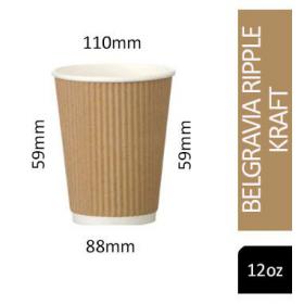 Belgravia 12oz Triple Walled Kraft Ripple Cups 25s NWT1052