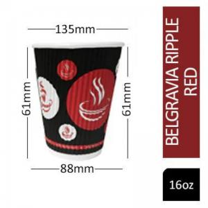 Belgravia 16oz Triple Walled Paper Red & Black Ripple Cups 25s