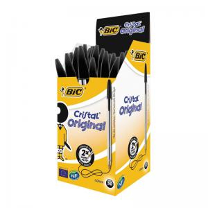 Bic Cristal Ballpoint Pen 1.0mm Tip 0.32mm Line Black Pack 50 -