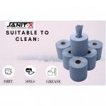 Janit-X Eco 100% Recycled Centrefeed Rolls Blue 6 x 400s NWT1472