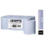 Janit-X Eco 100% Recycled Centrefeed Rolls Blue 6 x 400s CHSA Accredited NWT1472