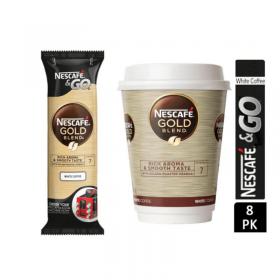 Nescafe &Go! Gold Blend White Cups 8 x 12oz Cups NWT150
