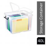 Strata Smart Box Clip-On Folding Lid Carry Handles 40 Litre Clear Ref HW674CLR AQ03954 (HW674) NWT1586