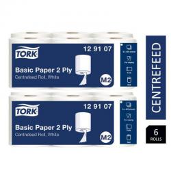 Tork 129107 Centrefeed Rolls White x 6s 2ply Paper for M2 System 429sheet150m NWT169
