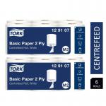 Tork 129107 Centrefeed Rolls White x 6s 2ply Paper for M2 System 429sheet150m NWT169