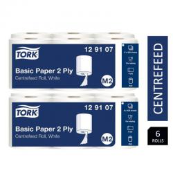 Tork 129107 Centrefeed Rolls White x 6s 2ply Paper for M2 System 429sheet150m NWT169