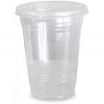 This photo features a stack of translucent Belgravia Disposables Cup Lids designed for 16-20oz smoothie cups. Each lid has a convenient flat straw slot, ready to prevent spills. 100 lids are included in this package.
