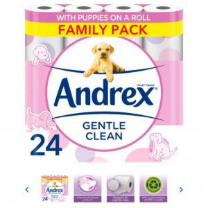 Andrex Puppies On A Roll Gentle Clean Toilet Paper Pack 24s NWT2178