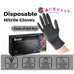 Aurelia BOLD Black Powder Free LARGE Nitrile Gloves 100s NWT2229-L