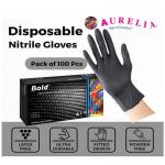 Aurelia BOLD Black Powder Free SMALL Nitrile Gloves 100s NWT2229-S