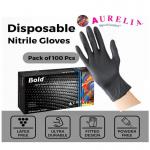Aurelia BOLD Black Powder Free EXTRA LARGE Nitrile Gloves 100s NWT2229-XL