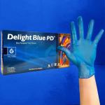 Aurelia DELIGHT Blue Lightly Powdered LARGE Vinyl Gloves 100s NWT2233-L