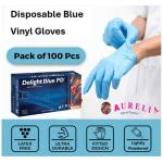 Aurelia DELIGHT Blue Lightly Powdered LARGE Vinyl Gloves 100s NWT2233-L