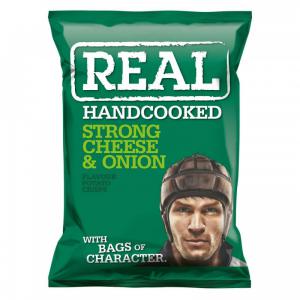 Real Crisps Strong Cheese & Onion 24 x 35g NWT2256