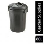 Fixtures Strata Shatterproof Refuse Bin Secure Push On Lid Black 80L (GN343) NWT2289