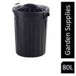 Fixtures Refuse Bin with Lid and Metal Clip Handles 80 Litre (Black) (GN346) NWT2290