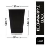 Belgravia 16oz Triple Walled Black Ripple Paper Cups 25s NWT243